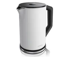 Arendo Bouilloire avec réglage de la température 40 - 100 °C, acier inoxydable, écran LED, 1,5L, 2200W, design double paroi, sans BPA, blanc mat