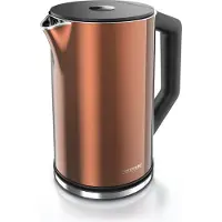 Arendo Bouilloire avec réglage de la température 40 - 100 °C, acier inoxydable, écran LED, 1,5L, 2200W, design double paroi, sans BPA, cuivre