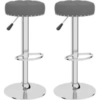 Syfax Tabourets de bar lot de 2 gris foncé tissu
