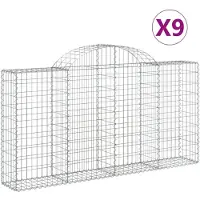 vidaXL Gabions avec arc surélevé 9 pcs. 200x30x100/120cm Fer galvanisé