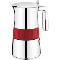 Big Buy Cooking PINTINOX ELEGANCE Cafetière espresso en acier inoxydable rouge, pour jusqu'à 6 tasses