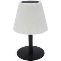 Lumisky Lampe de table solaire 2 en 1 à planter ou à poser pied metal abat-jour ondulé LED blanc dimmable BOUFFANT H62cm
