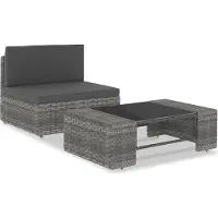 Syfax Salon de jardin 2 pcs Résine tressée Gris