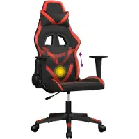 vidaXL Chaise de jeu avec fonction de massage Noir et rouge Similicuir