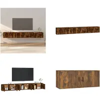 vidaXL Armoires murales TV 3 pcs. Chêne fumé 100x34,5x40 cm - Meubles TV muraux - Meubles TV muraux - Console TV
