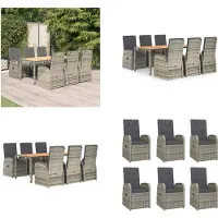 vidaXL Ensemble de jardin 7 pièces avec coussins Gris Poly rotin - Garden dining group - Garden dining group - Dining group Terrasse