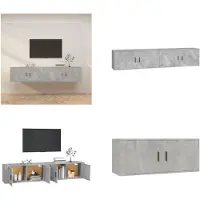 vidaXL Armoires murales TV 2 pcs. Betongrau 100x34,5x40 cm - Meuble TV mural - Meubles TV muraux - Meuble TV - Console TV