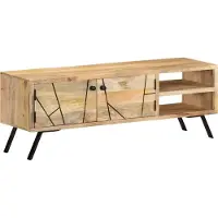 Syfax Meuble TV 110x30x40 cm Bois massif de manguier