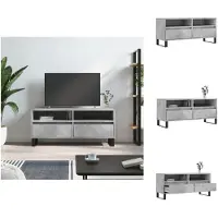 vidaXL Armoire TV gris béton 100x34,5x44,5 cm Bois composite - Meuble TV