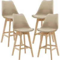 En.casa Tabouret de bar Lublin Set 4 pièces Chaise de bar avec dossier Bistro Tabouret Set 4 pièces Rembourré Beige []
