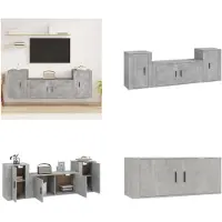 vidaXL 3 pcs. Set d'armoire TV gris béton bois composite - Ensemble d'armoires TV - Ensembles d'armoires TV - Meuble-paroi