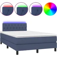 vidaXL Lit Boxspring avec matelas & LED Bleu 120x190 cm Tissu