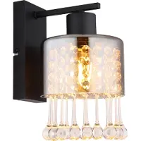 Globo Lighting Applique murale intérieure verre fumé Applique murale noire cristaux Spot mural 15884W