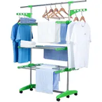 Herzberg Étendoir à linge à 3 niveaux (Green)