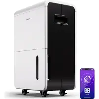 Klarstein DryFy Grand Smart 70L Déshumidificateur, 70L/24h, Wi-Fi App, Réservoir 8L, Minuterie 24h, Déshumidification Automatique, Portable, Pour Pièces 90-140m², Blanc
