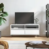 Prolenta Maison Exclusive - Meuble TV blanc 100x34,5x44,5 cm Matériau dérivé du bois