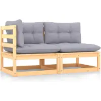 Syfax Salon de jardin 2 pcs avec coussins Bois de pin massif