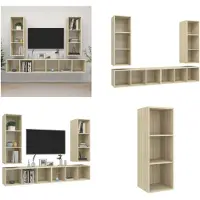 vidaXL Armoires TV murales 4 pièces Chêne Sonoma Bois composite - Armoire TV - Meubles TV suspendus - Meubles TV suspendus