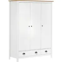 Syfax Garde-robe à 3 portes Hill Blanc 127x50x170 cm Bois pin solide