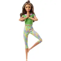 Mattel Poupée Barbie Made to Move (brune) en tenue de yoga verte