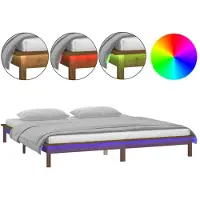 Syfax Cadre de lit à LED sans matelas 140x200 cm bois massif