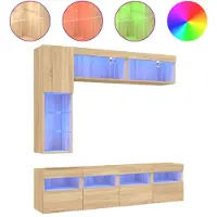 vidaXL Meuble TV 7 pièces avec lampes LED Chêne Sonoma