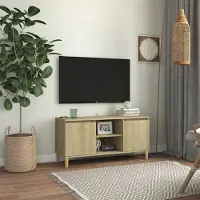 vidaXL Armoire TV avec pieds en bois massif Chêne Sonoma 103,5x35x50 cm - Armoire TV - Armoires TV - Sideboards