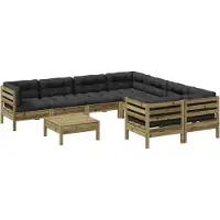 vidaXL Ensemble de 9 canapés de jardin avec coussins en pin imprégné