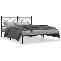 vidaXL Cadre de lit avec tête de lit en métal noir 160x200 cm