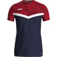 Jako Polo unisexe Iconic, Couleur:marine/chili rouge, Taille:XXL