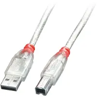 Lindy Câble USB 2.0 de type A/B, transparent, 0,2m