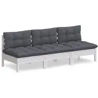 Syfax Canapé 3 places de jardin avec coussins anthracite Bois de pin