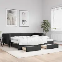 Prolenta Maison Exclusive - Canapé-lit convertible avec tiroirs, noir, 90 x 200 cm, tissu