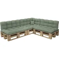 Pokar Coussin pour palette avec belle surpiqûre Garniture canapé-palette, Taille:Set de 8, Couleur:Vert