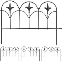 Relaxdays : bordure de parterre à enfoncer, 4 éléments, H x L : 28,5 x 39 cm, métal, clôture de parterre pour jardin, style vintage, noir