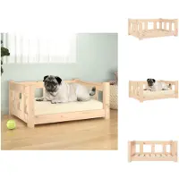 vidaXL Lit pour chien 65,5x50,5x28 cm en bois massif de pin - Lits pour chiens