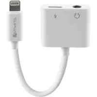 4smarts Câble audio avec répartiteur de charge Lightning - Lightning + AUX 3,5 mm blanc/blanc 468673