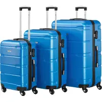 Zelsius Set de valises 3 pièces, bleu, valise de voyage en ABS avec serrure à combinaison et séparateur intérieur