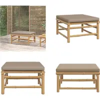 vidaXL Tabouret de jardin avec coussin Taupe Bambou - Tabouret de jardin - Tabouret de pied - Tabouret de pied