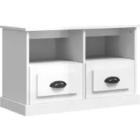 Syfax Meuble TV blanc brillant 80x35x50 cm bois d'ingénierie