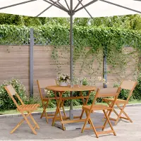 Prolenta Maison Exclusive - Ensemble de salle à manger d'extérieur 5 pièces en tissu et bois massif, couleur taupe