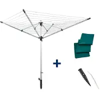 Leifheit LinoLift 600 Séchoir Parapluie 60 Mètres + Douille de Fixation
