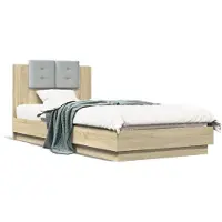 vidaXL Sommier avec tête de lit chêne Sonoma 100x200 cm Bois composite