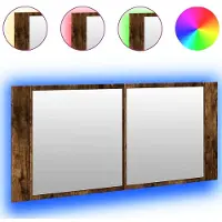 Syfax Armoire à miroir à LED de bain chêne fumé 100x12x45 cm