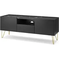 Furnlux Classic FURNLUX Table TV Harmony Noir Et Or 144cm / Couleur principale : Noir / Dimensions : 144 x 55 x 37 cm