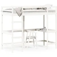 vidaXL Lit surélevé avec bureau Blanc 90x190 cm Pin massif