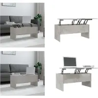 vidaXL Table basse gris béton 102x50,5x46,5 cm Bois composite - Table basse - Tables basses - Table d'appoint - Table de salon
