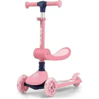 Milly Mally Scooter Fuzzy - Trottinette d'équilibre à trois roues avec siège, roues lumineuses LED, guidon réglable en hauteur, sûre et stable pour les enfants à partir de 18 ans