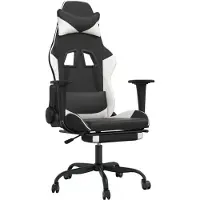 vidaXL Chaise de jeu avec repose-pieds noir et blanc similicuir