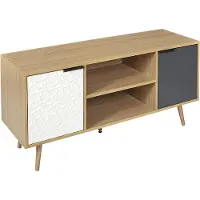 Home Deco Factory Meuble TV - - SVEN - Design - Pratique - Blanc et Gris